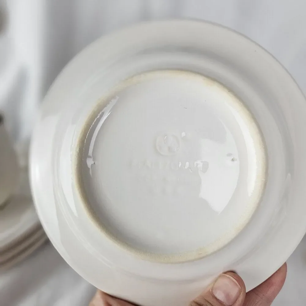 Vintage Pfaltzgraff ACADIA WHITE 4 Tea‎ Coffee Cup & Saucer Sets USA ec 1